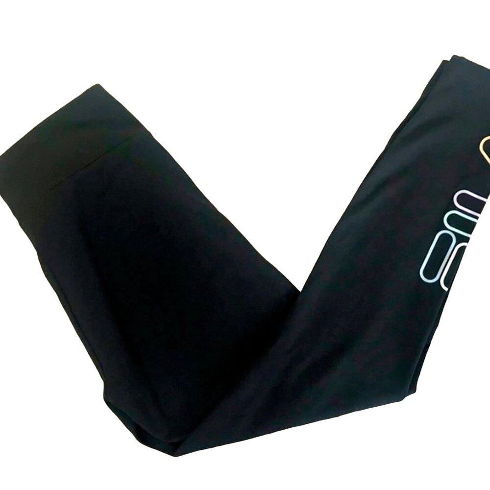 FILA Black FILA Logo Woman's Athletic Workout Leggings Size‎ S Gym Athleisure